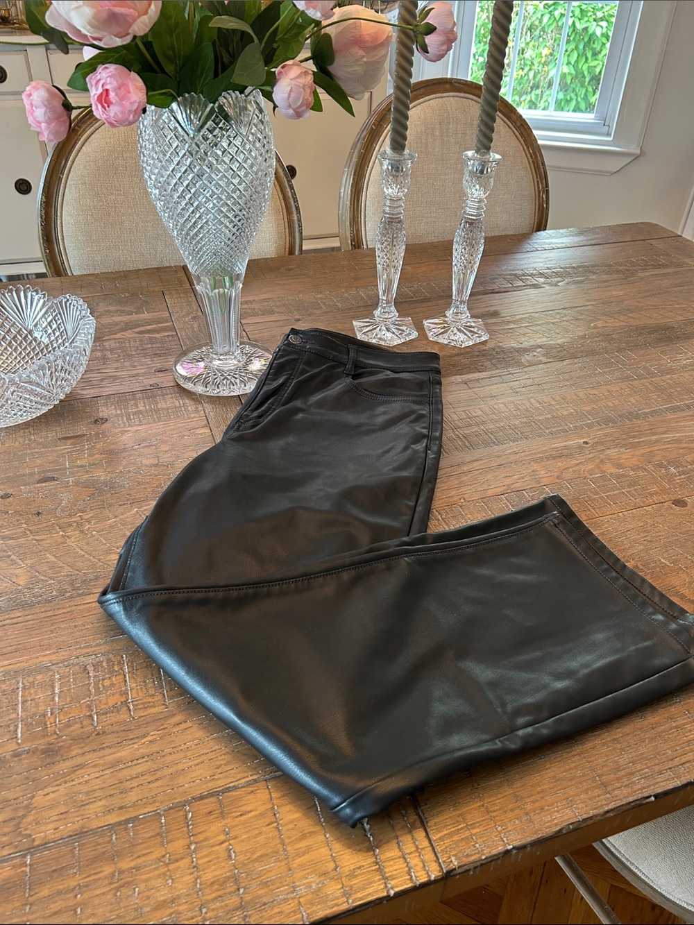 LOFT Black Faux Leather Pants